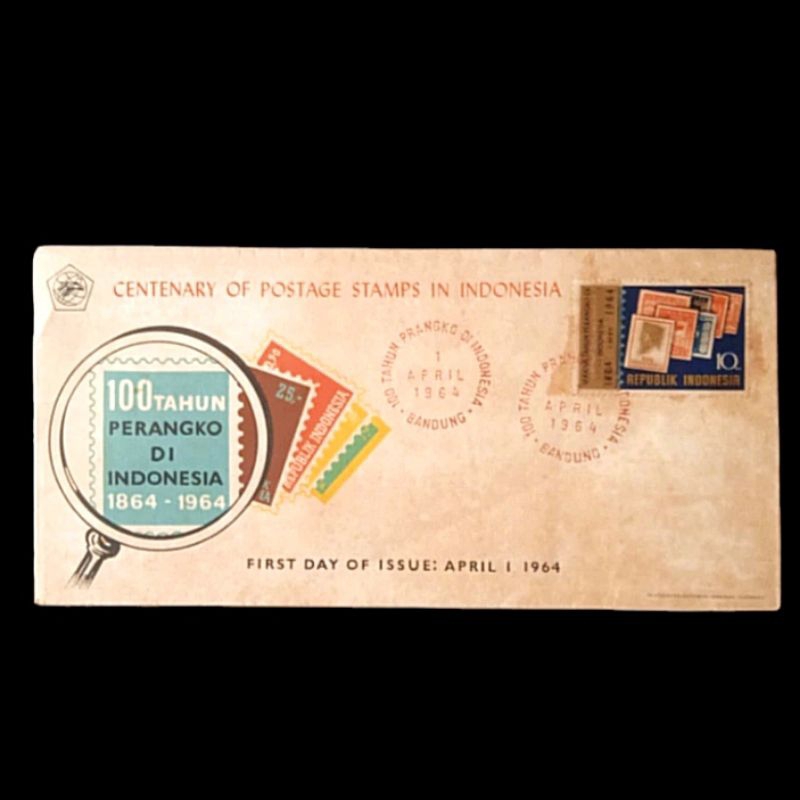 

Perangko Sampul Hari Pertama 100TH. PRANGKO DI INODNESIA 1964 ANTIK