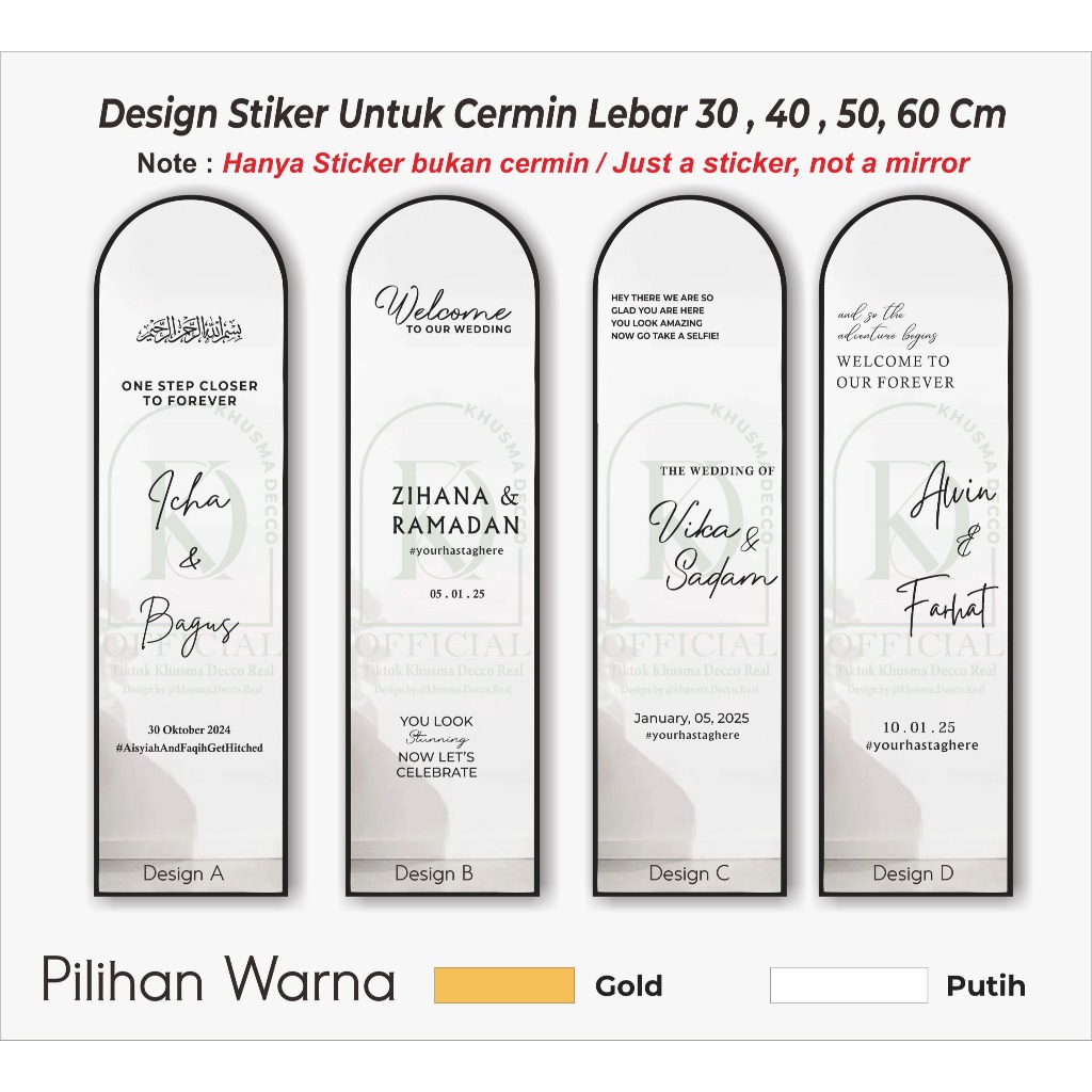 

Stiker Mirror wedding sign | Sticker cermin tunangan nikah | stnad mirror wedding engagement