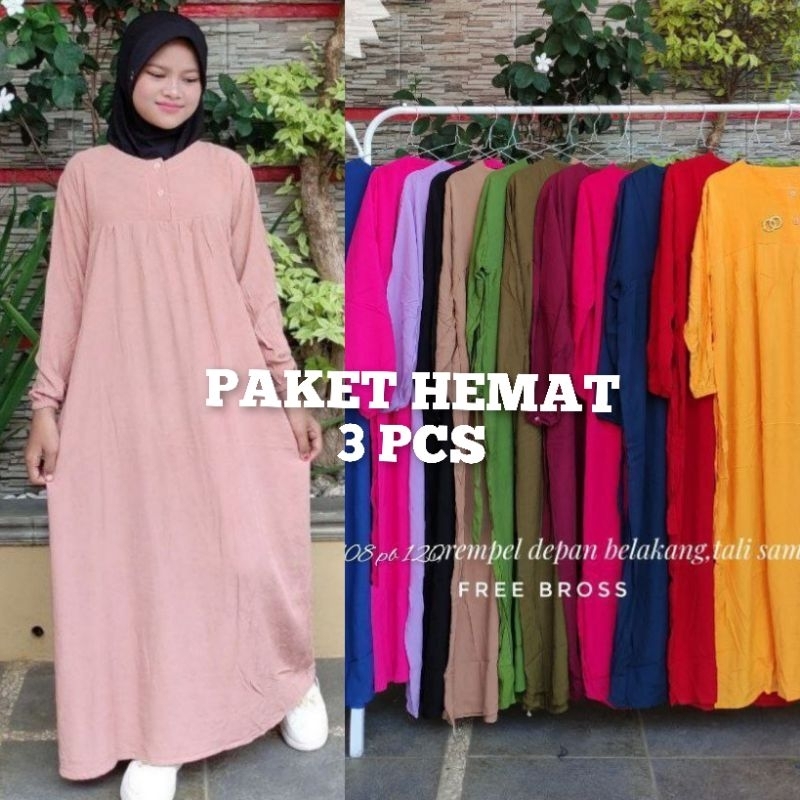3 PCS PAKET HEMAT GAMIS ANAK REMAJA TANGGUNG/ ABG  / GAMIS ANAK PEREMPUAN UMUR 7-8-9-10-11-12-13-14-