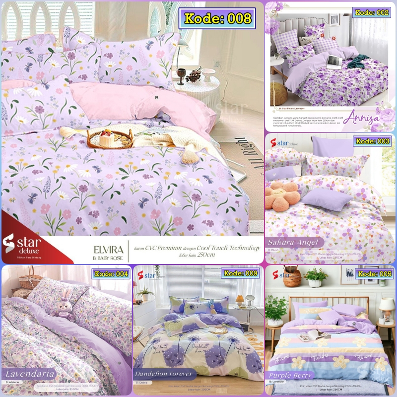 COD Sprei Custom 80 90 100 120 140 160x200 180 200 Seprai Bunga Warna Ungu Sprai Katun Nuansa Ungu