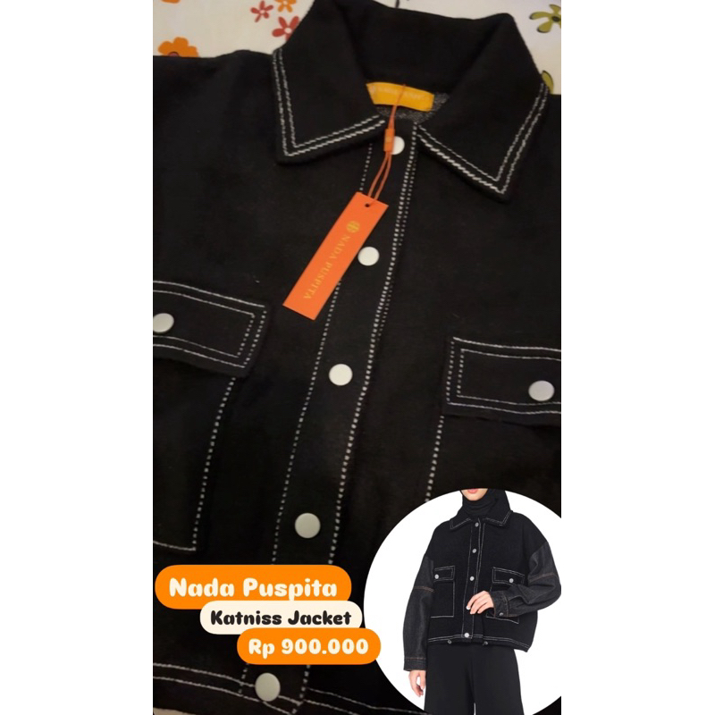 SALE NADA PUSPITA JACKET DRESS BLOUSE BLACK MONOGRAM NEW BUKAN SECOND PRELOVED BEKAS BUTTONSCARVES B