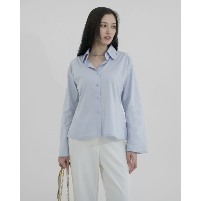Blouse Kemeja Wanita Baju Lengan Panjang Polos Korean Style Hijab Friendly Katun Cotton Standard/ Al