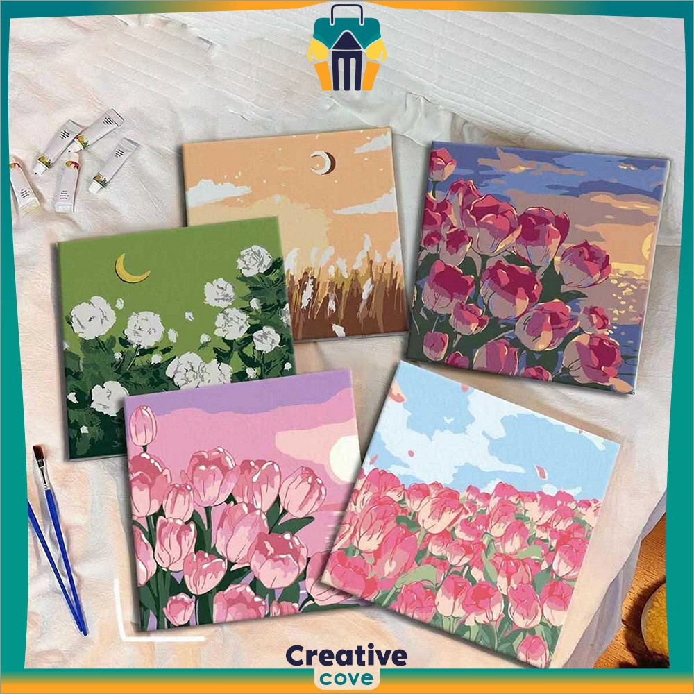 

Kanvas Siap Lukis Painting By Number Kit 20x20cm / DIY Canvas Digital Painting Acrylic Aesthetic Lukisan Bunga Pemandangan Creative Cove A110