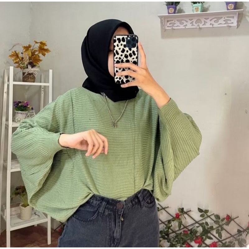 SWEATER BATWING RAJUT WANITA BAJU OVERSIZE