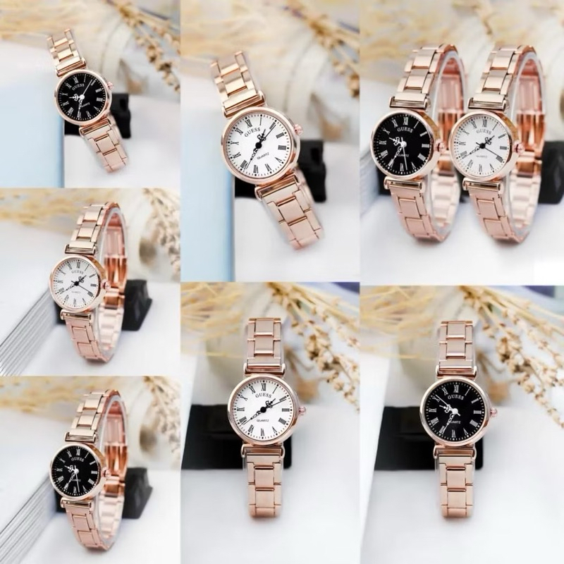 GB JB004 Jam Tangan Wanita Analog Quartz Casual Fashion Strap Rantai Stainless Steel Couple Pria