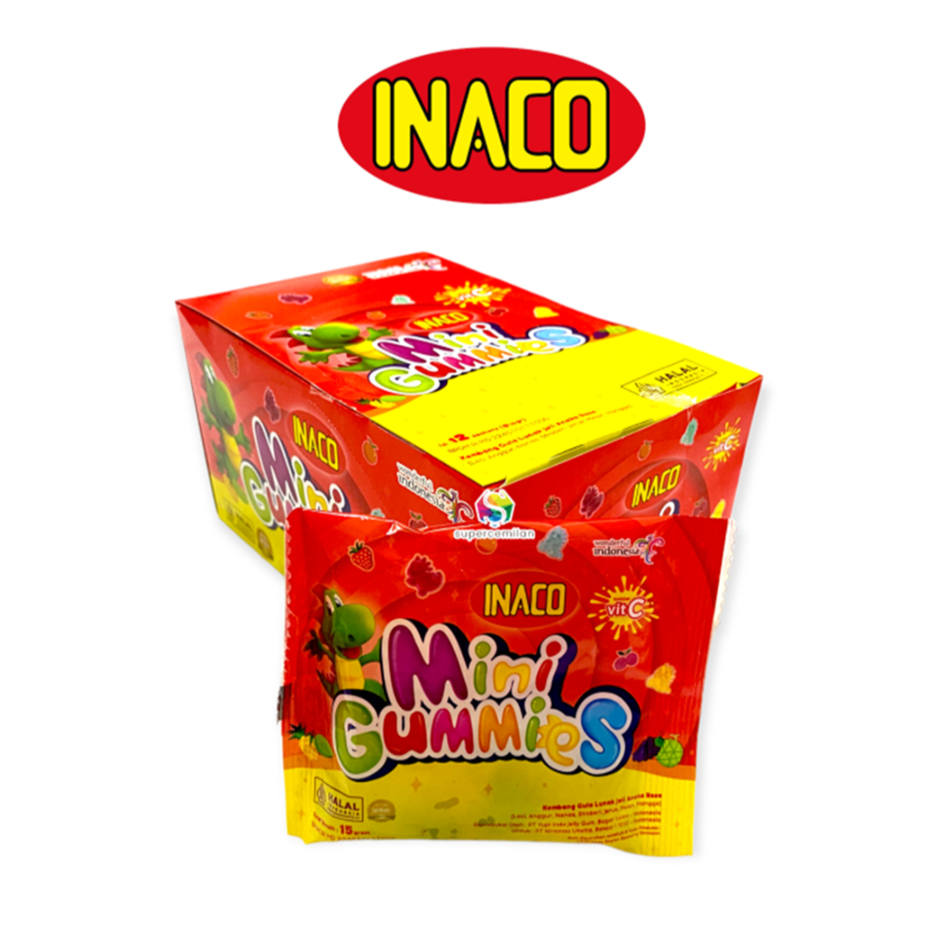 

INACO PERMEN MINI GUMMIES BOX ISI 12 x 9 GRAM CANDY MIX RASA BUAH FLAVOUR JELI JELLY GROSIR MURAH CEMILAN ANAK MANIS TERMURAH DUS WDMART