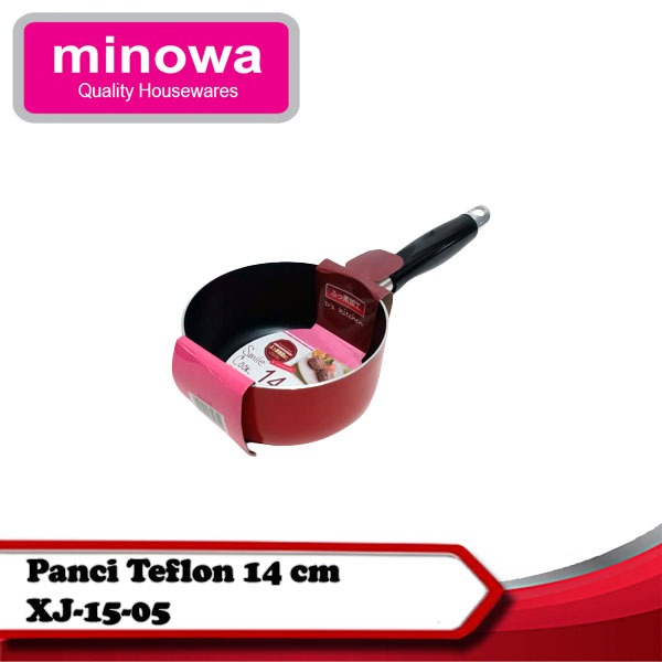 Minowa Wajan/Teflon Tumis 14CM Anti Lengket Sauce Pan Merah