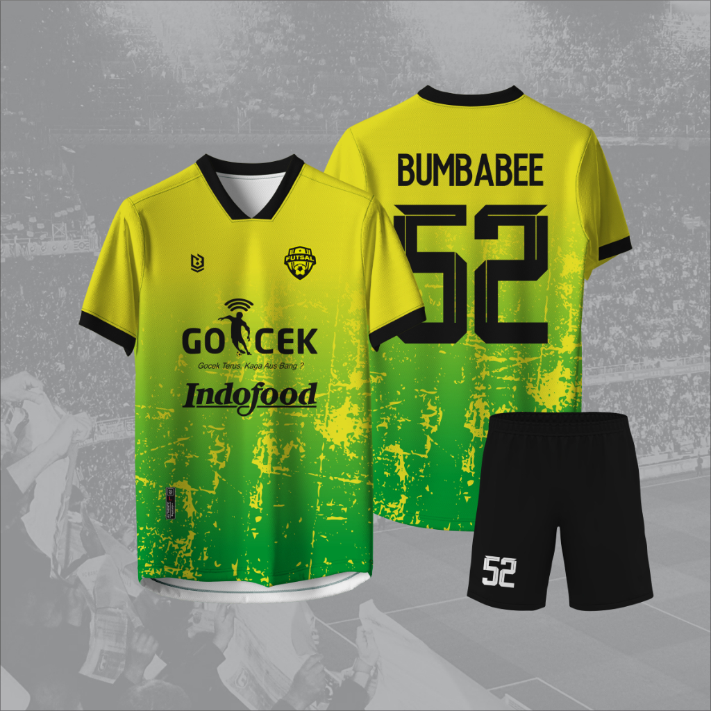 Bumbabee Jersey Milano  Custom Nama Nomer Logo dan Sponsor jersey hijau kuning jersey futsal test16