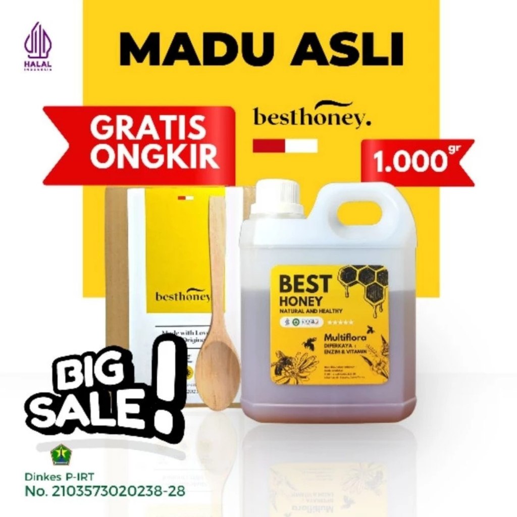

Madu Asli Tanpa Bahan Tambahan 1000 ml Multiflora Asli Best Honey Minuman Kesehatan Mejaga Kebugaran Tubuh