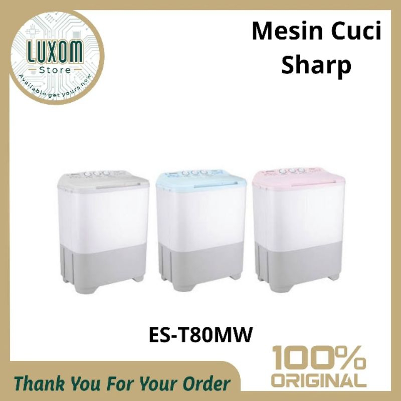 Mesin Cuci Sharp ES-T80MW (8kg) /mesin cuci sharp 2 tabung/mesin cuci/sharp