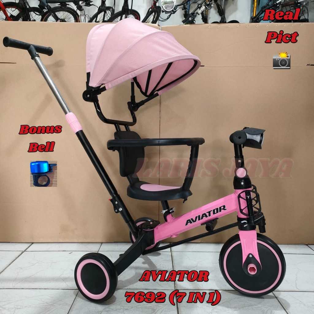 SEPEDA RODA TIGA TRICYCLE AVIATOR 7692 (7 IN 1) SEPEDA RODA TIGA KANOPI MUSIK AVIATOR TERBARU