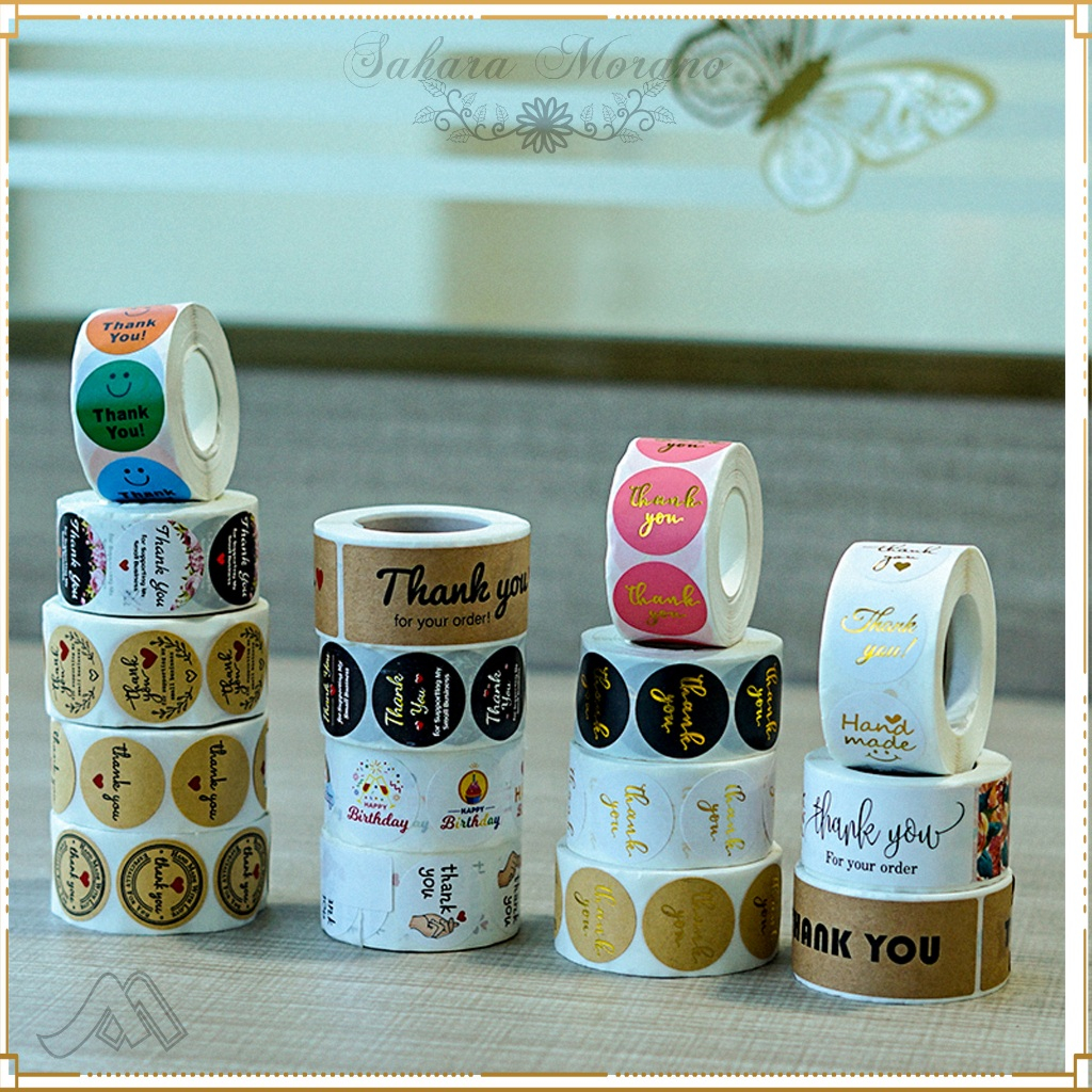 

1 Roll Sticker Thank you Stiker Label Stiker Ucapan Stiker Tempel Stiker Colorfull