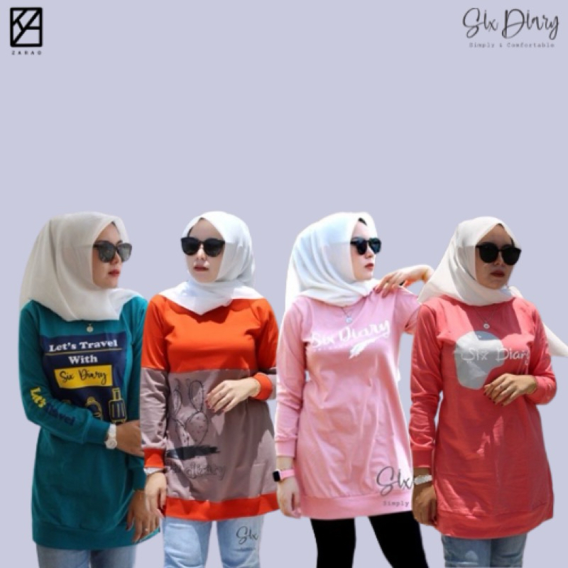Six Diary Atasan Wanita Tunik Belah Pinggir Rib Bawah Six Diary Kaos Six Diary Original l