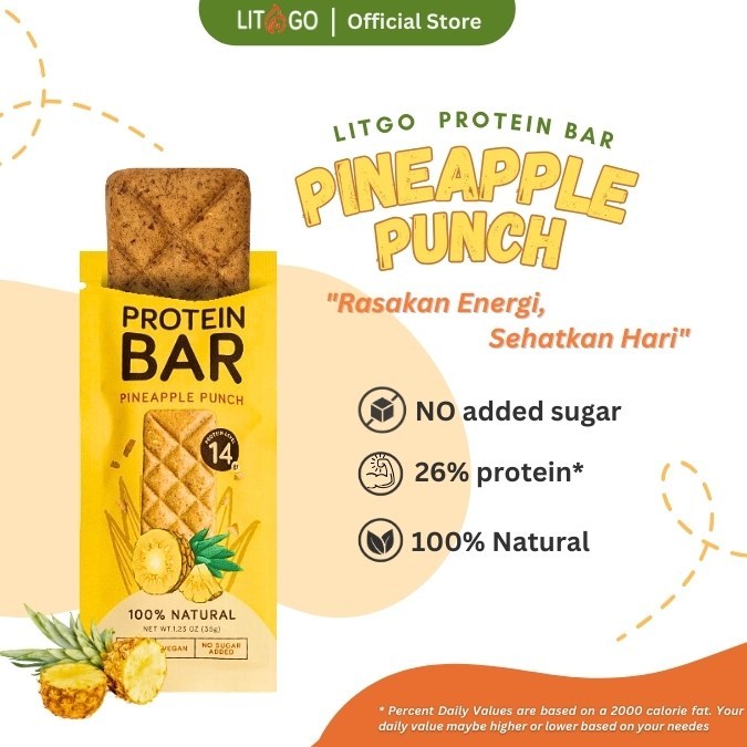 

Litgo Protein Bar Pineapple Buah Nanas Rendah Kalori Snack Sehat Anak Alami Natural Energi