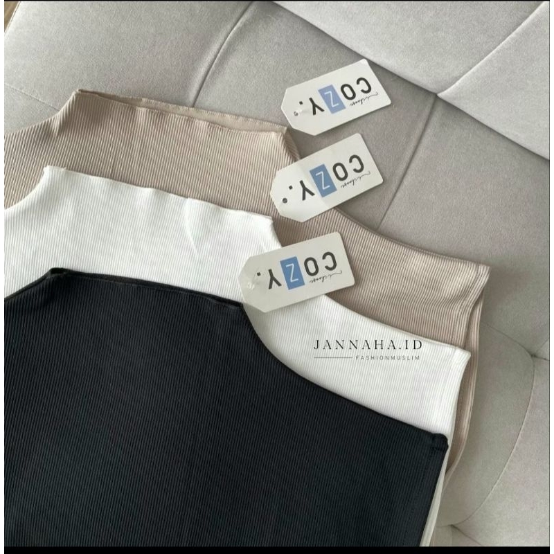 Inner Baju Turtleneck Tanpa Lengan Bahan Rib Premium - Dalaman baju
