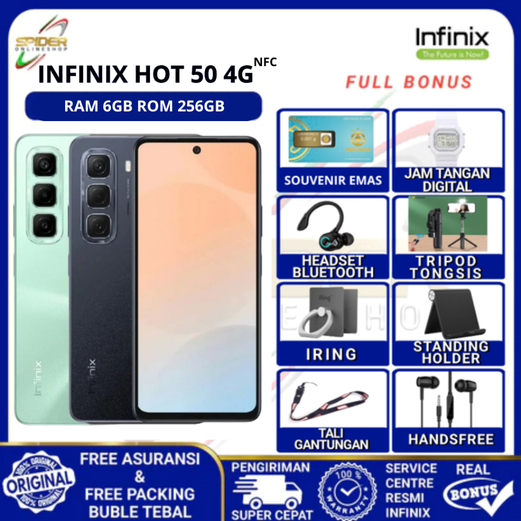 HP INFINIX HOT 50 4G NFC RAM 6/256GB & INFINIX HOT 50I RAM 6/128GB GARANSI RESMI INDONESIA