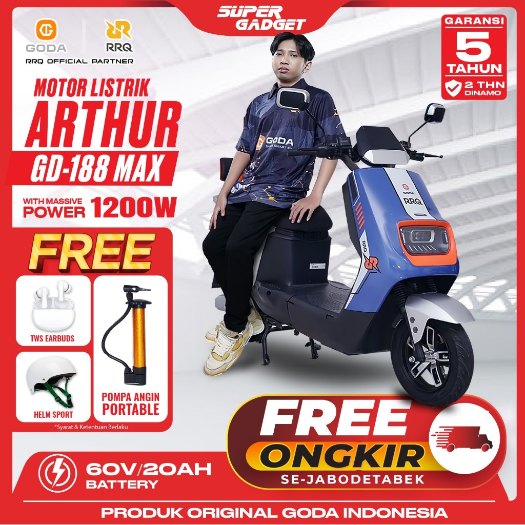 GODA 188 MAX ARTHUR Motor Listrik 60V/20AH Garansi Resmi