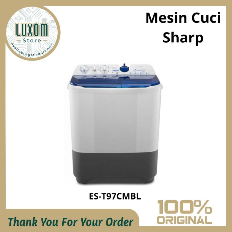 Mesin Cuci Sharp ES-T97CMBL (9kg) /mesin cuci sharp 2 tabung/mesin cuci/sharp