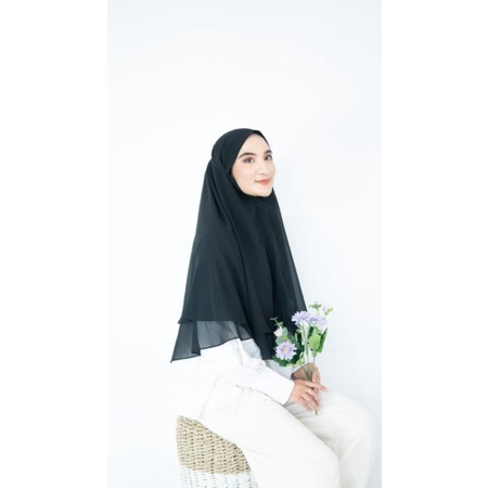 Hijab Khimar 2 Layer Ceruty Babydoll / Khimar Oval 2 Layer / Hijab Syari / Hijab Instan / Ceruty 2 L