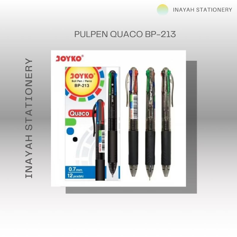 

BALL PEN/PENA/PULPEN QUACO BP-213 4 WARNA MEREK JOYKO 1PACK ISI 12PCS Stationery