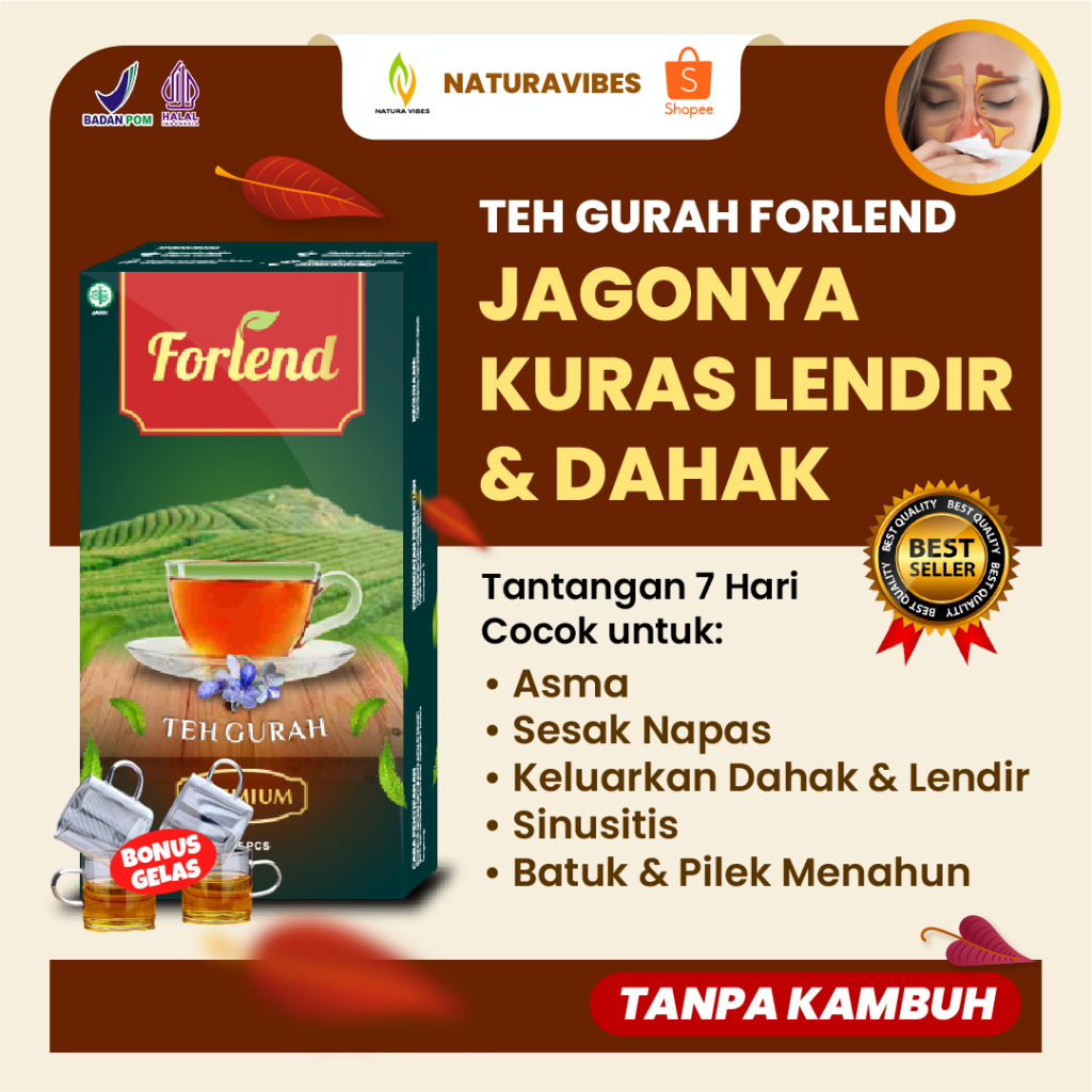 

Forlend Teh Gurah Solusi Batuk Lendir & Dahak - 15 kantong teh - HALAL & BPOM