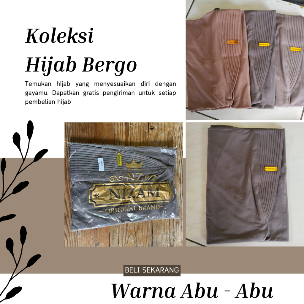 Nizam Hijab Bergo Warna Abu Abu