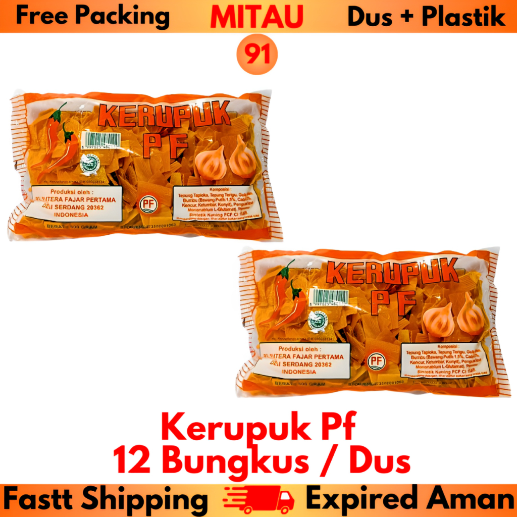 

Kerupuk PF Isi 12 Bks / Dus Beli 10 Dus Lebih Murah