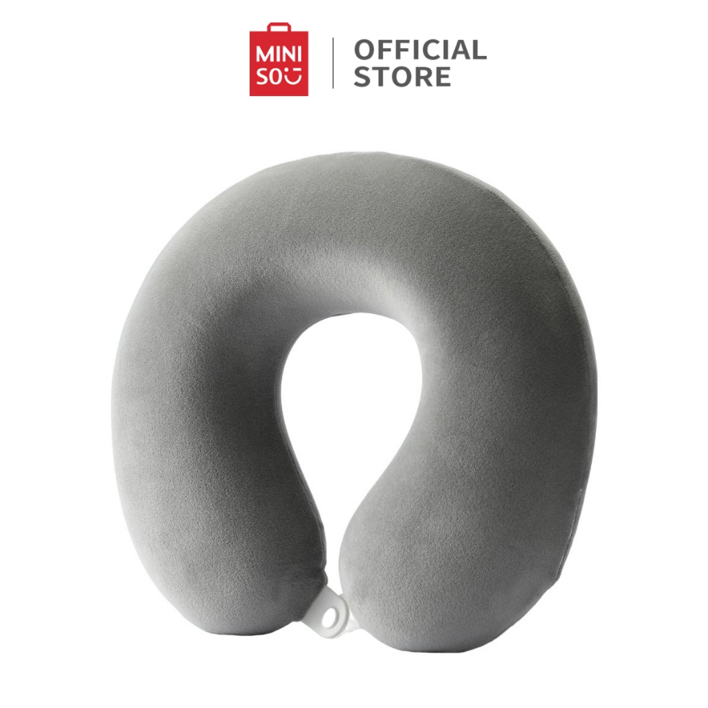 Miniso X Solid Color Bantal Leher Travel Lipat Neck Pillow Memory Foam Travel U-Shaped Pillow