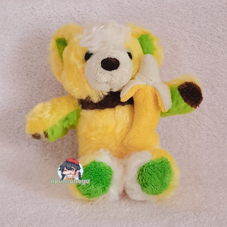Gantungan Boneka Fujisey Yellow Bear Eating Banana Ball Chain Plush