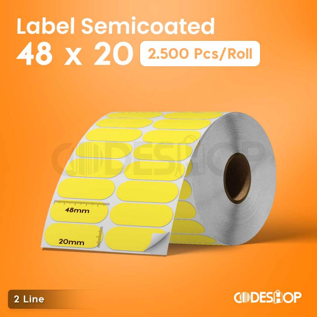 

LABEL BARCODE 48 X 20 MM SEMICOATED ISI 2500 PCS STICKER BARCODE