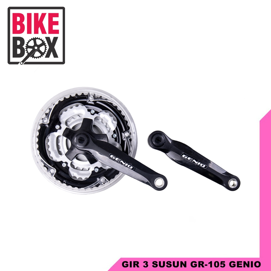 GENIO GIR/ CRANK 3 SUSUN MTB GR-105 3 SPEED 48T-38T-28T HITAM SILVER