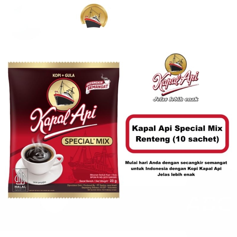 

Kopi Kapal Api Mix Special Gula 23g Per10pcs bisa Persachet