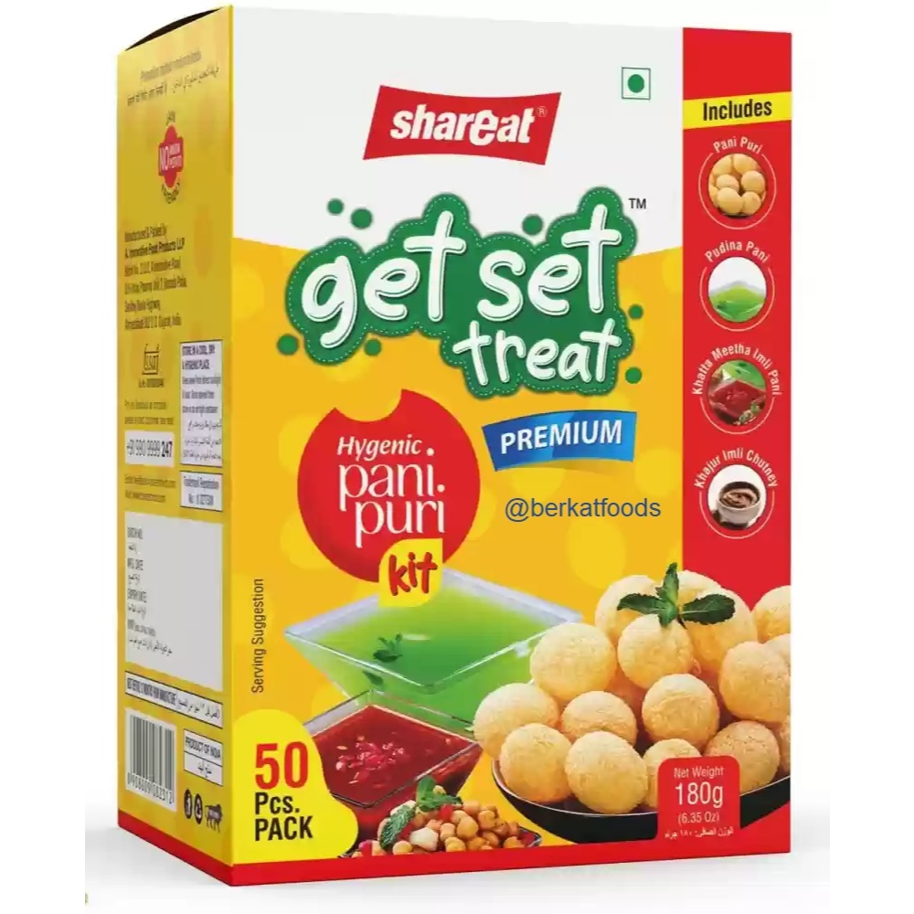 

Get Set Treat Pani Puri Kit Shareat India / Paket Kerupuk Papad Bumbu Kuah Mint Manis Saus Asam Vegetarian