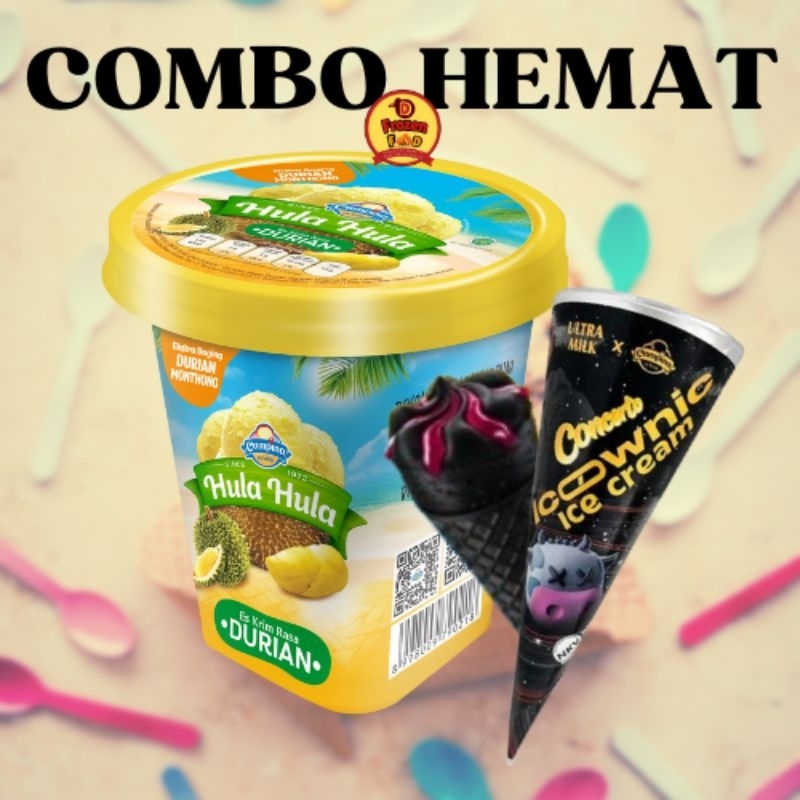 

Paket Hemat Es krim Campina Hula Hula Durian 90ml + Icownic | es cream / ice cream / susu ultra