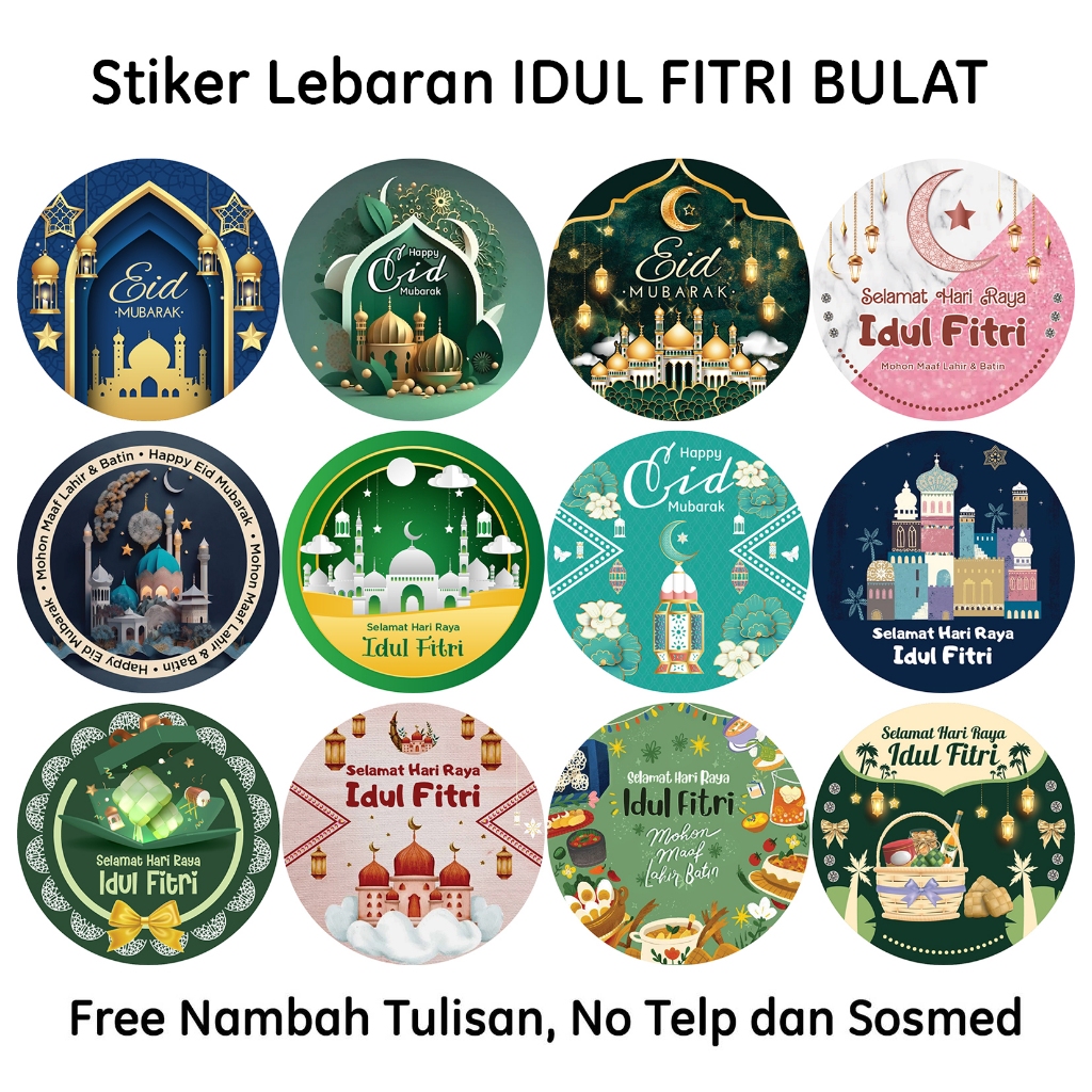 

135 PCS Stiker Lebaran Idul Fitri Bulat