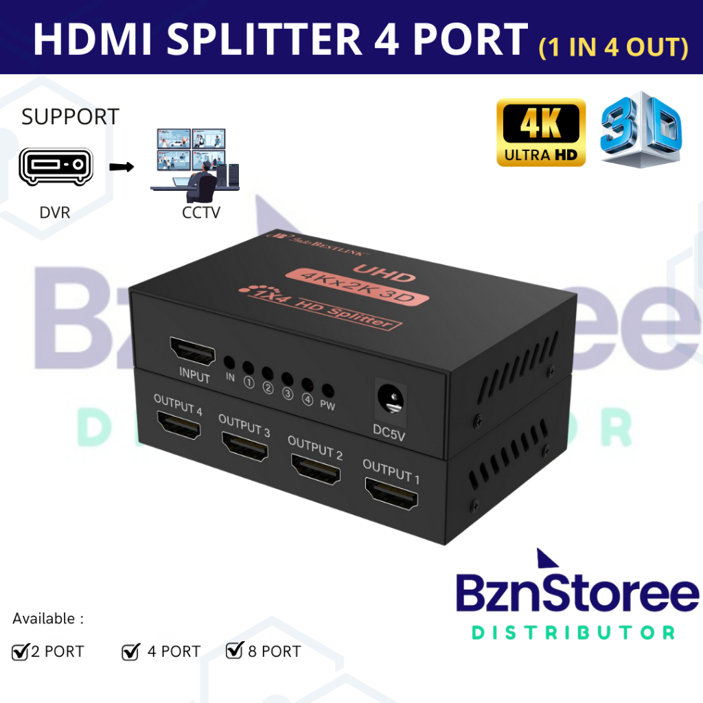 HDMI Splitter 4 Port Hub Full Video 1X4 HD Spliter Split 1 In 4 Out /Hdmi Splitter 4 Port / Hdmi spl
