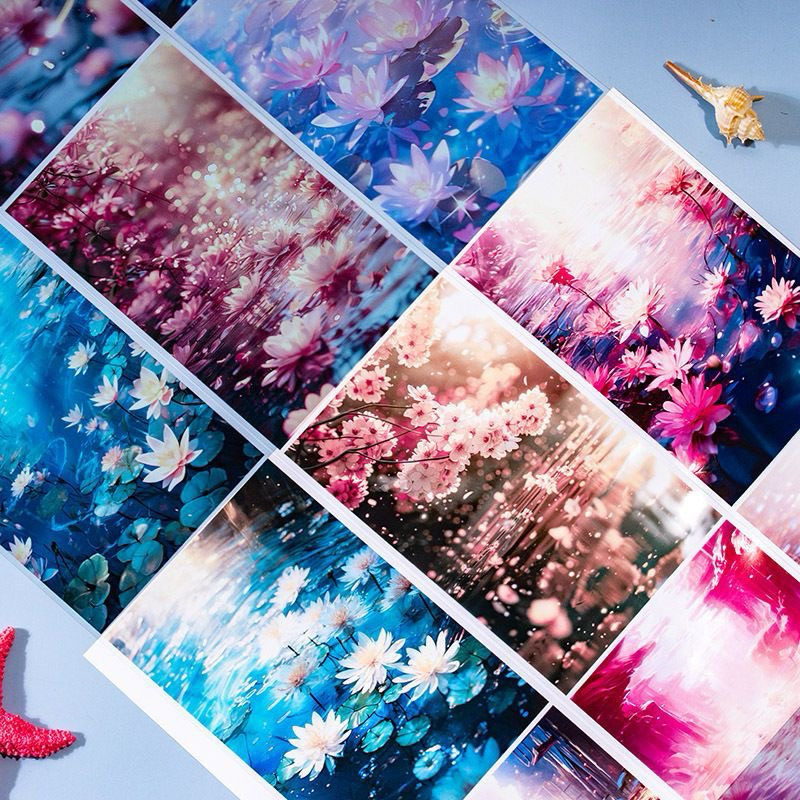 

(9C) washi tape selotip transparan motif genangan air bunga teratai splash water drop journaling wubao