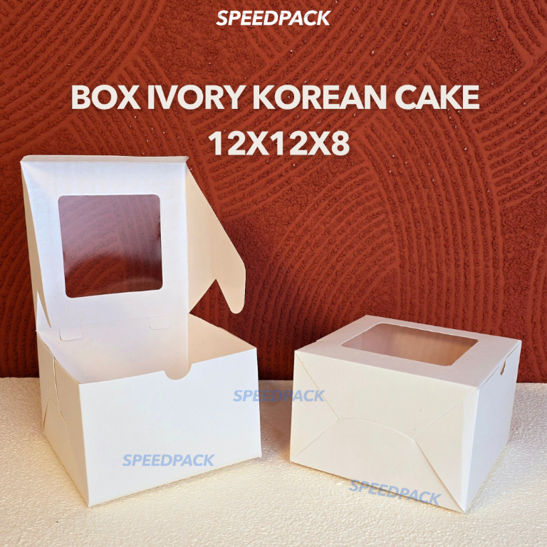 Dus Jendela Ivory 12x12x8 / box korean cake kue roti dus chiffon ivory laminasi donat laminasi tebal