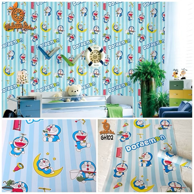 Wallpaper Sticker Dinding Motif Doraemon Salur Bulan | Wallpaper Kamar Tidur