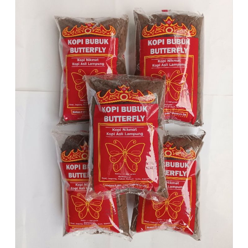 

1 Kg Kopi Bubuk Lampung Butterfly ( 5pcs 200gr ) - kopi robusta lampung