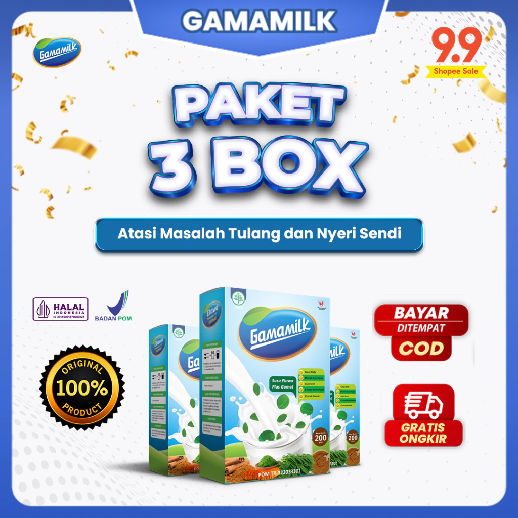

3 BOX Gamamilk - Susu Etawa Plus Gamat Rekomendasi Ilmiah Atasi Nyeri Sendi & Tulang