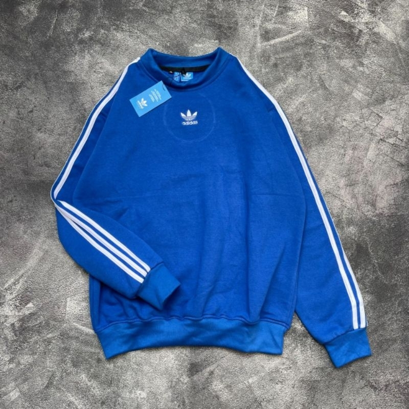 Sweater Crewneck Adidas Stripe Fulltag Label Pria Wanita