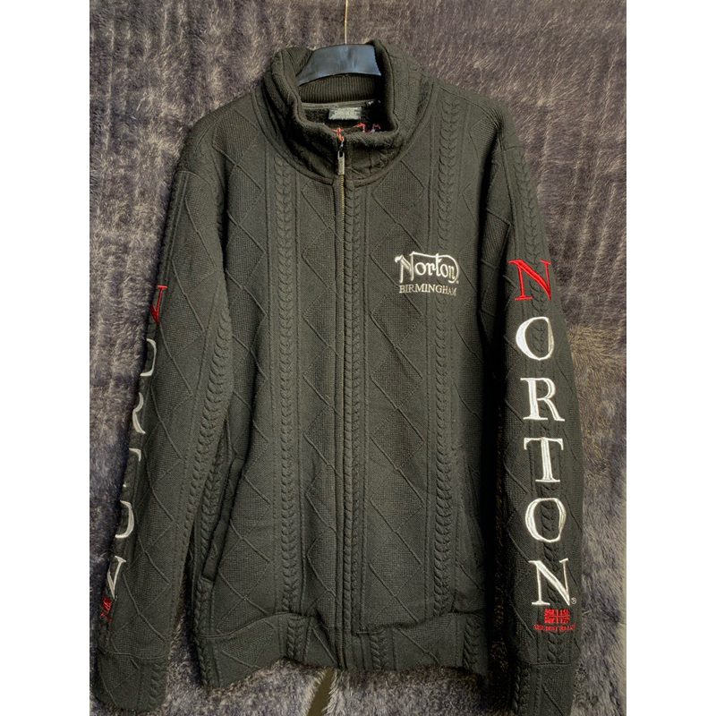 Norton Motorcycle Jacket Hoodie Spellout Inner Sherpa England