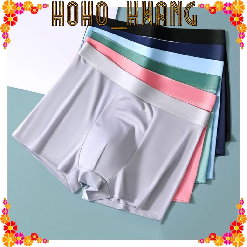 HOHO_HWANG (C-215) Boxer Pria Polos Celana Dalam Pria bahan katun Pinggang Karet