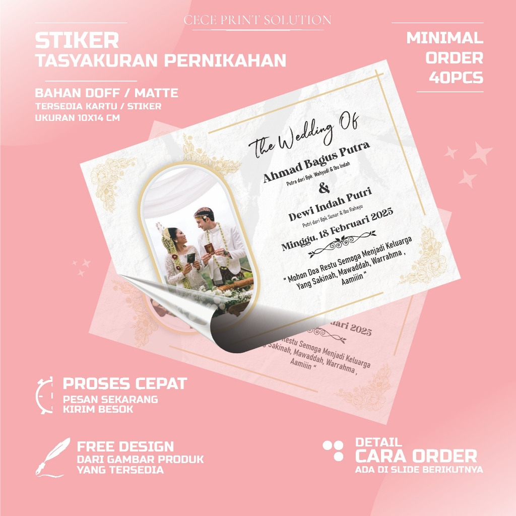 

Stiker Pernikahan Wedding Unduh Mantu Bahan Doff / Matte