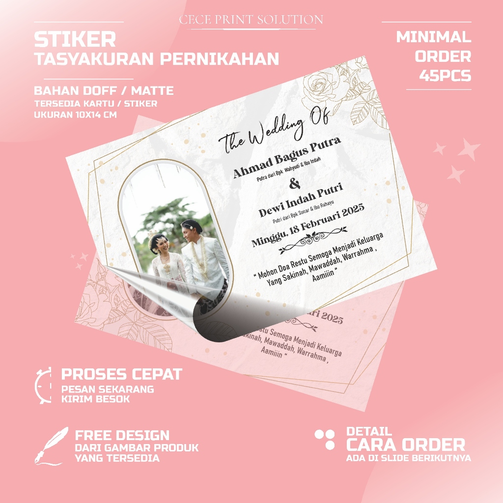 

Stiker Pernikahan Wedding Unduh Mantu Bahan Glossy / Kilap