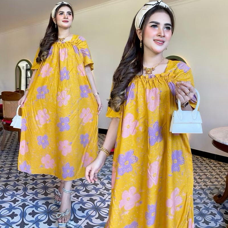 Dress Fuji Leopard jumbo ld 120 cm bestseller daster Arab rayon motif bunga adem nyaman