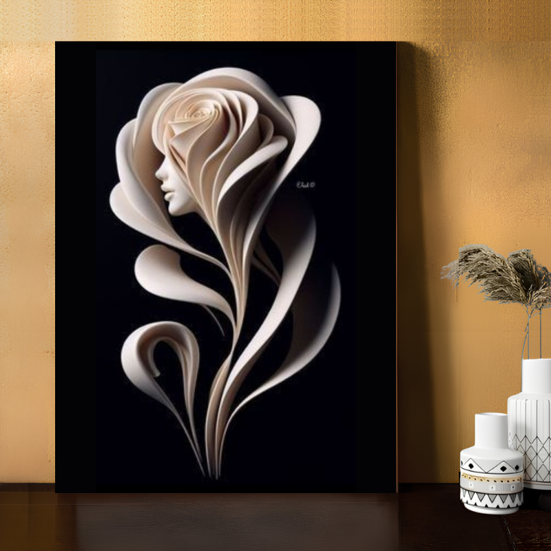 Poster Gambar 3D Motif Bunga Hiasan Dinding Bahan MDF Gb29