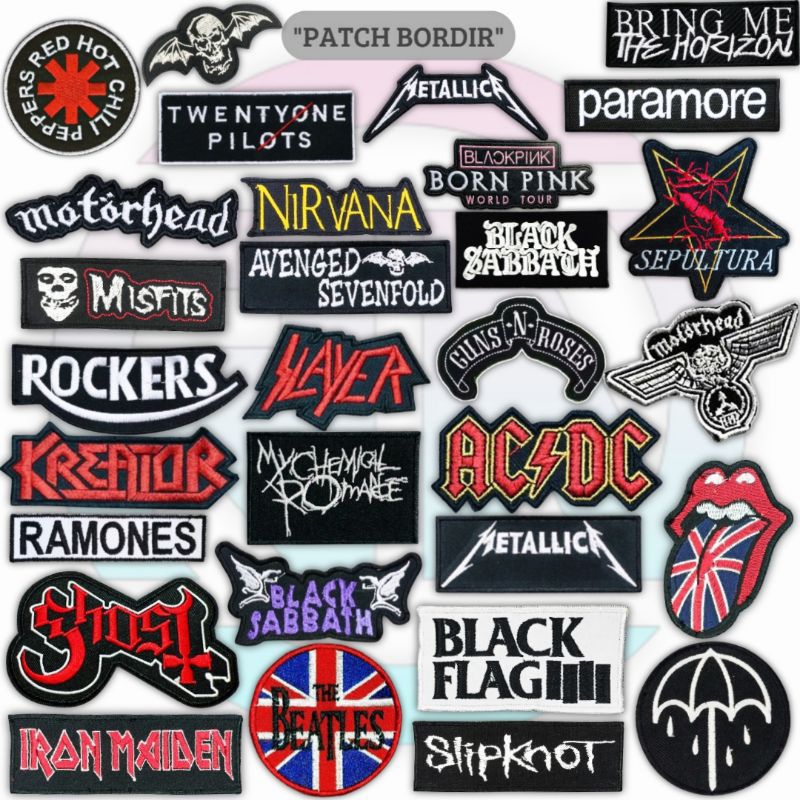 Emblem Patch Jahit Bordir Band Musik Logo Iron Patch Bordir Aksesoris Emblem Band Bordir Patch Band 