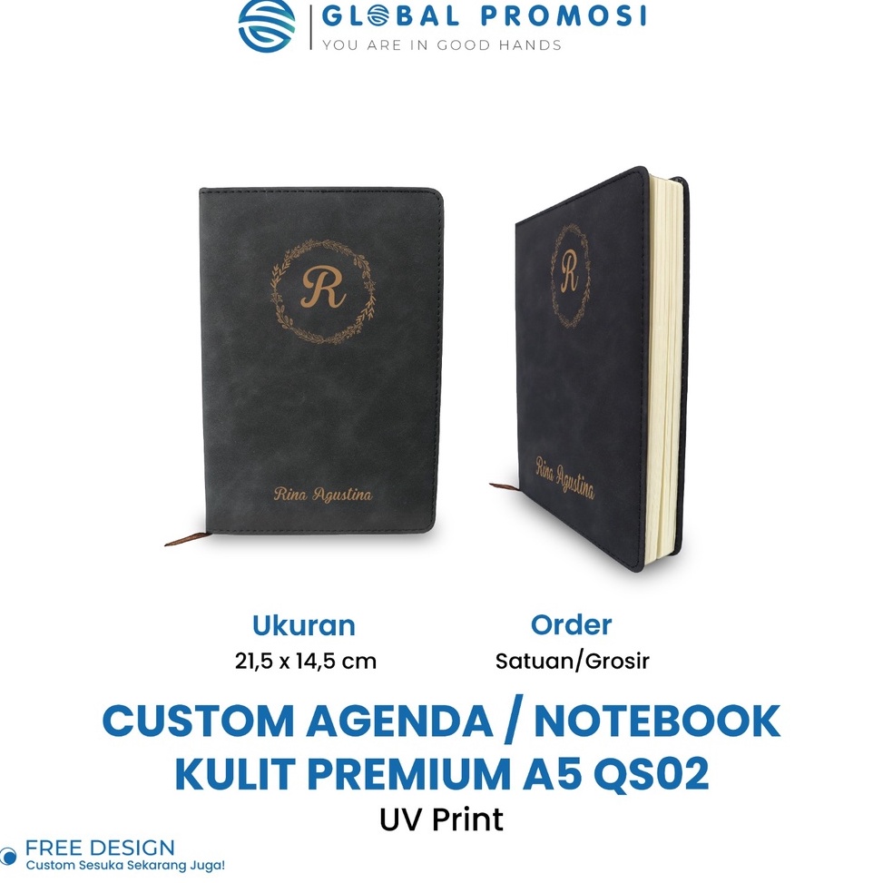 

Best Product Custom NamaLogo Uv Print Notebook Agenda Kulit Premium A5 Buku Catatan Kerja Souvenir QS2 M86